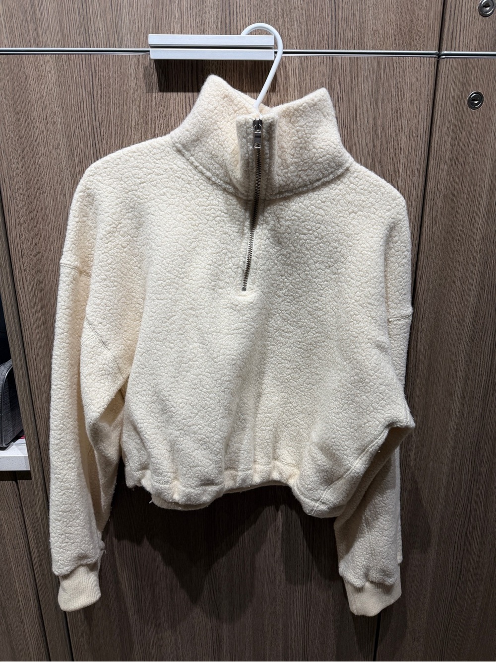Aritzia the group babaton Sherpa Cream Half-Zip Cowl Turtleneck Sweater wool - Picture 2 of 5